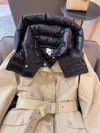 Burberry 25 Trench Coat Two-piece Set Beige Black Cotton Down Nylon