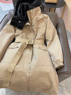 Burberry 25 Trench Coat Two-piece Set Beige Black Cotton Down Nylon