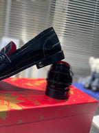 cl mocloon loafer black red patent calfskin