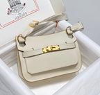 KELLY 23CM JYPSIERE WHITE LEATHER CROSSBODY BAG GHW