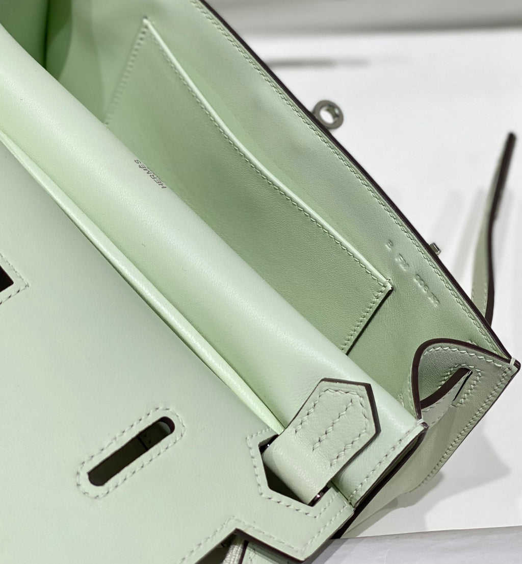 KELLY 23CM JYPSIERE LIGHT GREEN LEATHER CROSSBODY BAG SHW