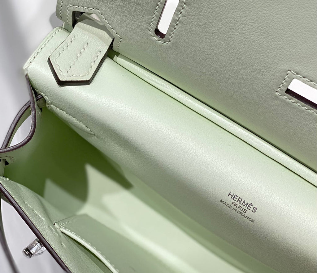 KELLY 23CM JYPSIERE LIGHT GREEN LEATHER CROSSBODY BAG SHW