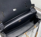KELLY 23CM JYPSIERE BLACK LEATHER CROSSBODY BAG GHW