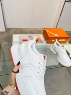 HM Giga 50 Sneaker White Canvas & Goatskin Orange