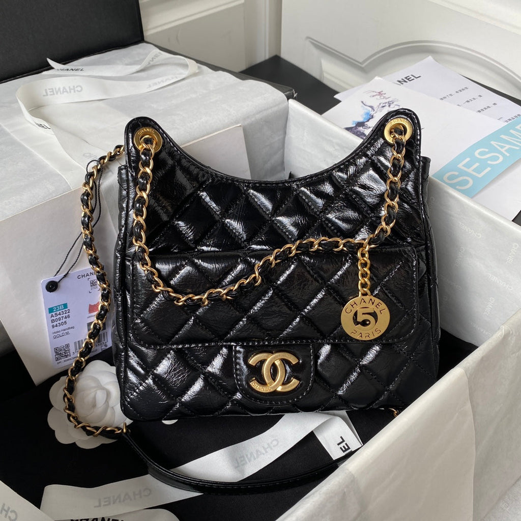 cc hobo bag 21.5 black oil wax leather