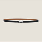 HM FOCUS BUCKLE & REVERSIBLE TAWNY BROWN AND BLACK LEATHER STRAP 13MM SILVER HARDWARE