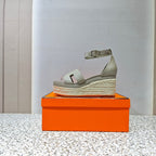 ELDA ESPADRILLE 80 LIGHT GRAY CALFSKIN