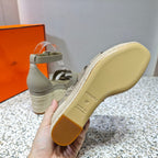ELDA ESPADRILLE 80 LIGHT GRAY CALFSKIN