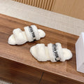 CD Sandal White Black Fleece And Canvas Fabric
