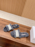 CD Dway Slide Grey Fleece Lining And Canvas Fabric