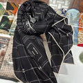 CC Square Scarf 140 CM In Black White Cashmere Silk 359322