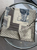 Square Scarf 140 CM In Black Mix White Silk 385353