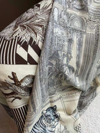 Square Scarf 140 CM In Black Mix White Silk 385353