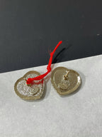 cc diamond paved heart black enamel stud earrings
