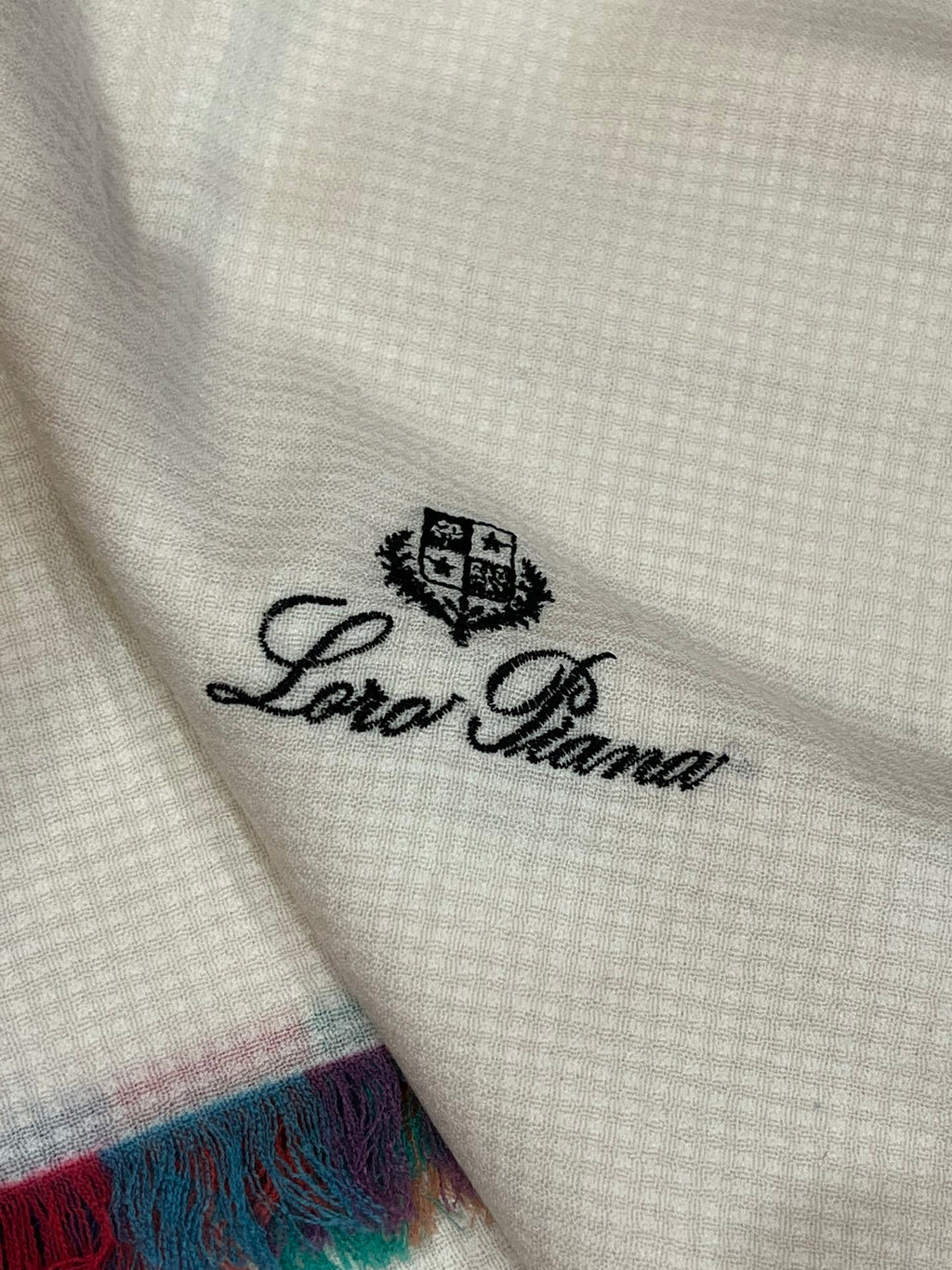 LP Scarf 190 CM In White Colorful Waffle Fabric Woven 975484
