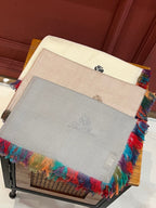 LP Scarf 190 CM In Light Grey Colorful Waffle Fabric Woven 975485