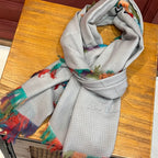 LP Scarf 190 CM In Light Grey Colorful Waffle Fabric Woven 975485