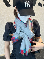 LP Scarf 190 CM In Light Grey Colorful Waffle Fabric Woven 975485