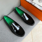 HM Men's Moccasins Loafer Black Patent Leather 565862