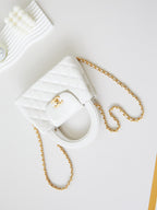 cc 24a nano 19cm kelly shopper bag white lambskin