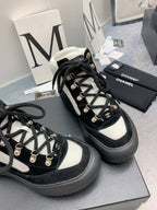CC Sneaker Boots In White Mix Black Suede 148777
