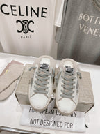Golden Goose Super-Star Slip-On Sneakers White Gray Suede Leather 485387