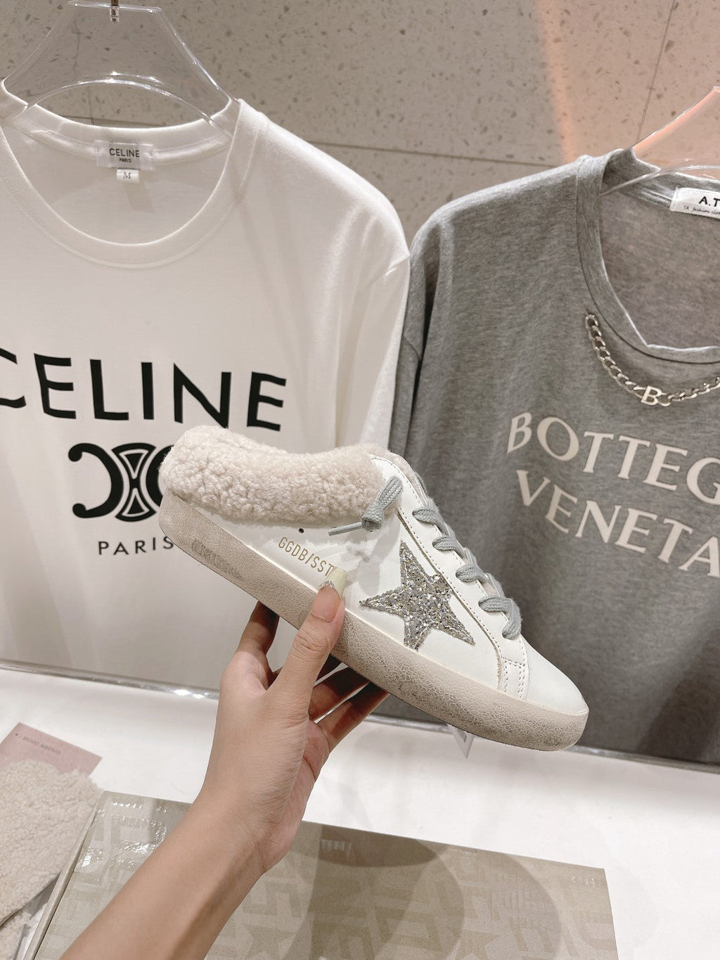 Golden Goose Super-Star Slip-On Sneakers White Gray Suede Leather 485387