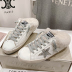 Golden Goose Super-Star Slip-On Sneakers White Gray Suede Leather 485387