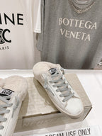 Golden Goose Super-Star Slip-On Sneakers White Gray Suede Leather 485387