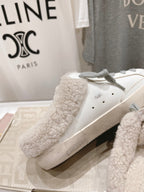 Golden Goose Super-Star Slip-On Sneakers White Gray Suede Leather 485387