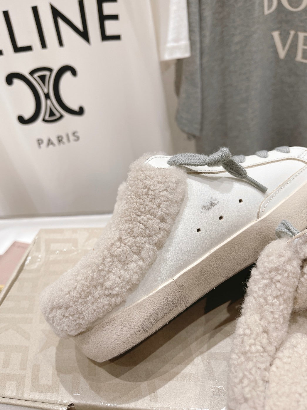 Golden Goose Super-Star Slip-On Sneakers White Gray Suede Leather 485387