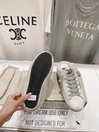 Golden Goose Super-Star Slip-On Sneakers White Gray Suede Leather 485387