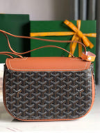 233 BAG 25 IN TAN CALFSKIN AND BLACK GOYARDINE CANVAS