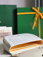 233 BAG 25 IN WHITE CALFSKIN AND GOYARDINE CANVAS