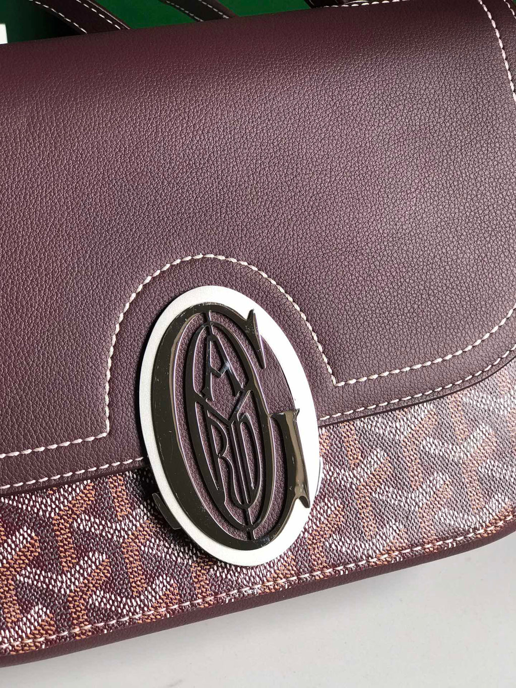 233 BAG 25 IN WINE RED CALFSKIN AND GOYARDINE CANVAS