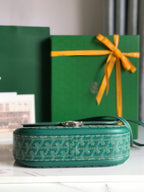 233 BAG 25 IN GREEN CALFSKIN AND GOYARDINE CANVAS