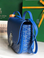 233 BAG 25 IN SAPPHIRE BLUE CALFSKIN AND GOYARDINE CANVAS