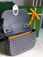 233 BAG 25 IN NAVY BLUE CALFSKIN AND GOYARDINE CANVAS