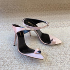 GAP CRYSTAL-BUCKLE SLIDE SANDALS IN LIGHT PINK SILK