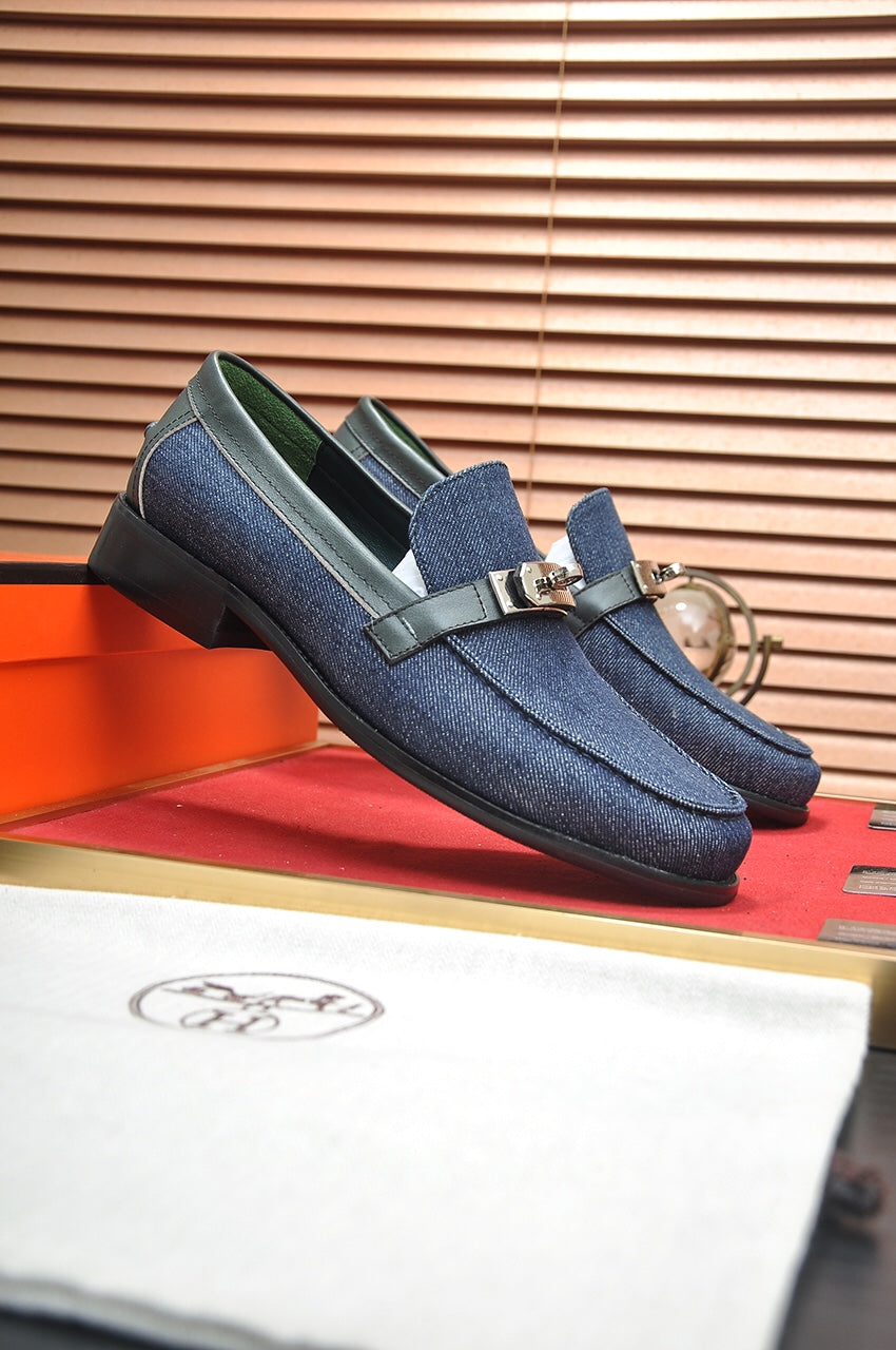 HM Men's Destin Loafer Blue Denim Cowhide 668422