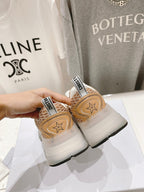 CD Vibe Sneaker White Beige Brown Polyester Mesh Fabric And Lambskin