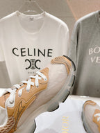 CD Vibe Sneaker White Beige Brown Polyester Mesh Fabric And Lambskin
