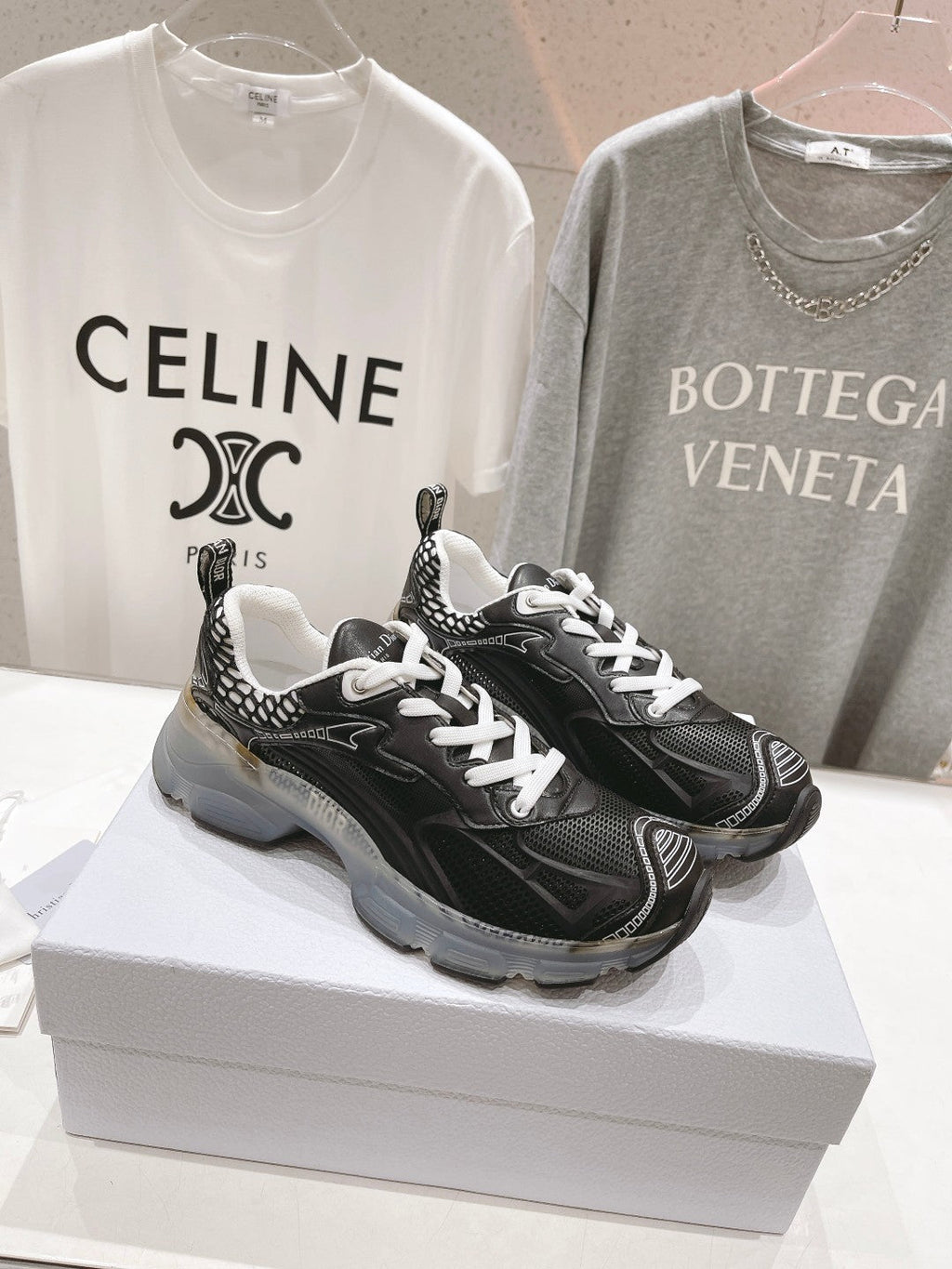 CD Vibe Sneaker Black Polyester Mesh Fabric And Lambskin