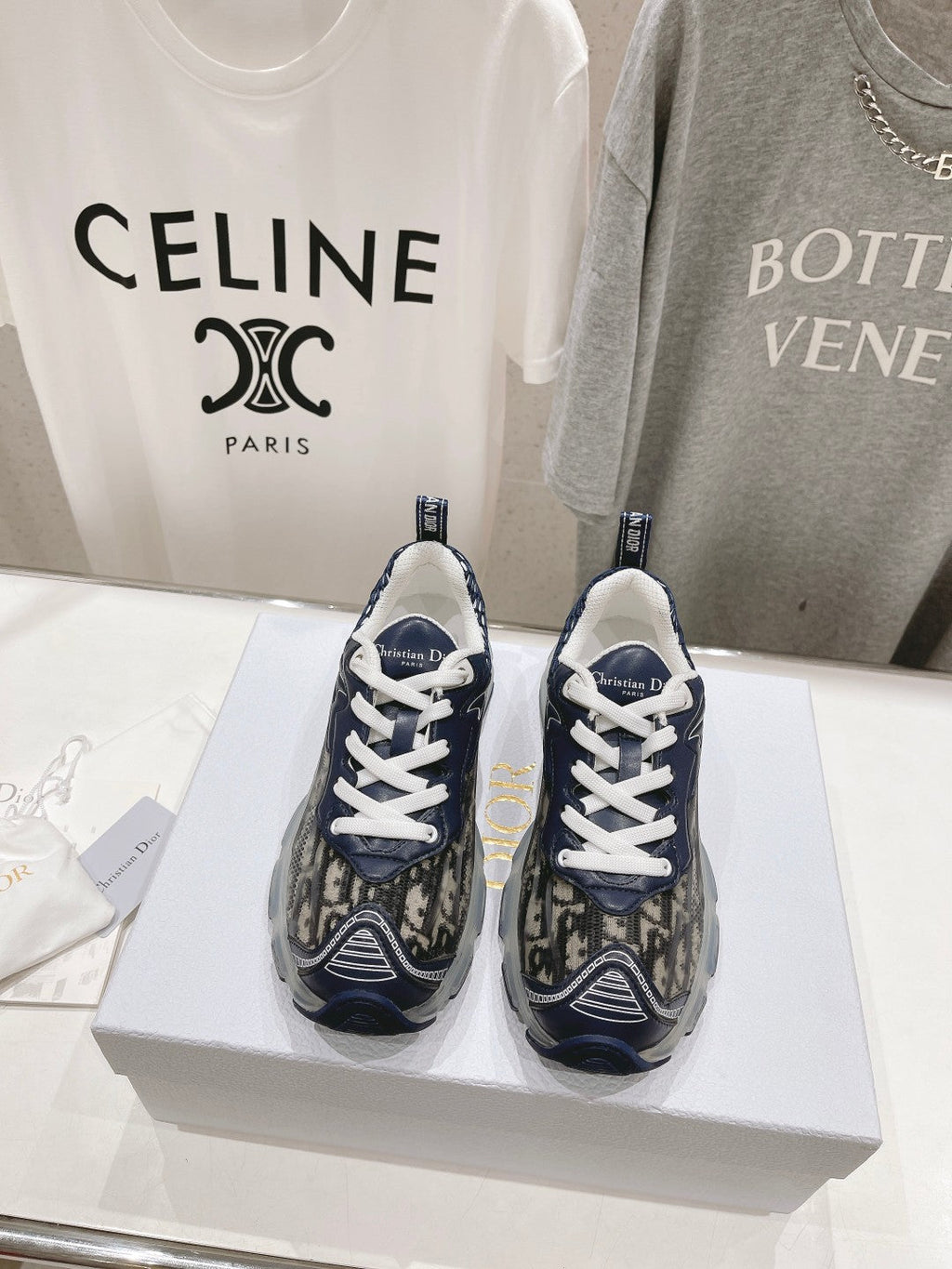 CD Vibe Sneaker Charcoal Blue Black Polyester Mesh Fabric And Oblique Jacquard Fabric