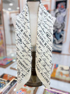 CC Square Scarf 90 CM In White With Black Text Silk  288694