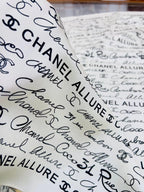 CC Square Scarf 90 CM In White With Black Text Silk  288694