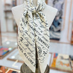 CC Square Scarf 90 CM In White With Black Text Silk  288694