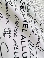 CC Square Scarf 90 CM In White With Black Text Silk  288694