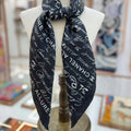 CC Square Scarf 90 CM In Black With White Text Silk  288695