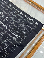 CC Square Scarf 90 CM In Black With White Text Silk  288695